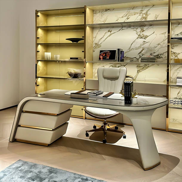 Recon Furniture Oval Marble Top Executive Desk Wayfair